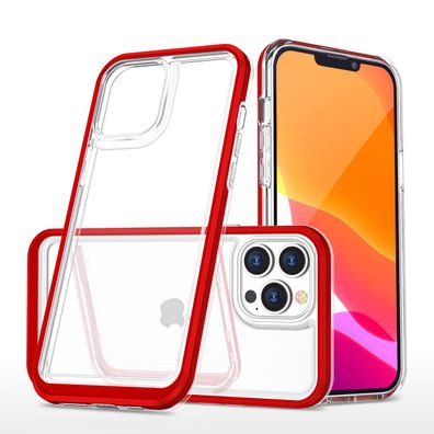 Transparente 3in1 Schutzhülle für iPhone 13 Pro Max, weiches Gehäuse mit rotem R