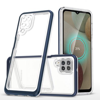 Transparentes 3in1 Etui für Samsung Galaxy A22 4G, blaue Rahmenschutzhülle aus G