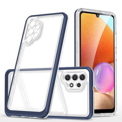 3in1 Transparent Cover für Samsung Galaxy A32 5G Hülle mit Blaurahemmen, gelarti