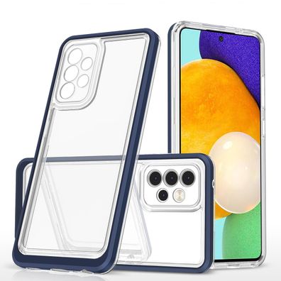 Transparentes 3in1-Etui für Samsung Galaxy A73 - Blauer Gel-Schutz mit Rahmen