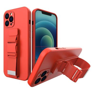 Silikon-Schutzhülle mit Umhängeband für Xiaomi Redmi 10 - Rot