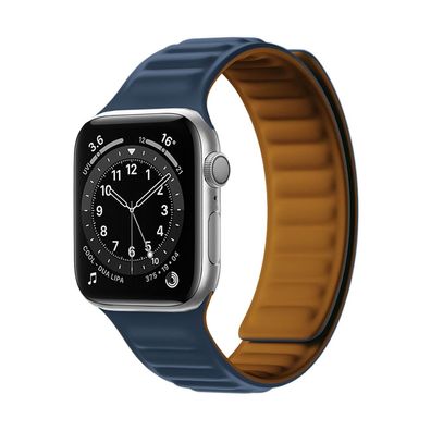 Magnetisches Armband für Apple Watch Serie 7/8/9 41mm, blaues Edelstahlband