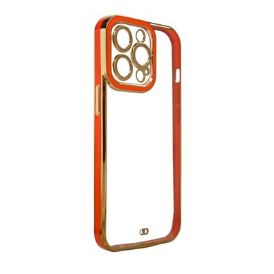 iPhone 13 Pro Max Hülle - Rotes Gel-Cover mit Goldrahmen