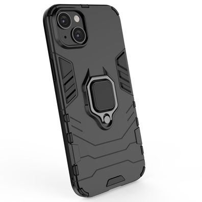 Robuster Ring Armor Hülle für iPhone 14 Pro Max mit magnetischem Halter, Schwarz