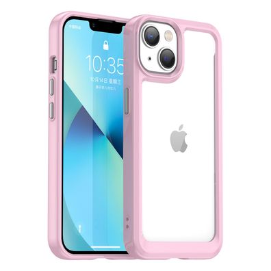 Premium Hartschalenetui für iPhone 14 Plus mit Gummi-Rand in Rosa - Stilvoller S