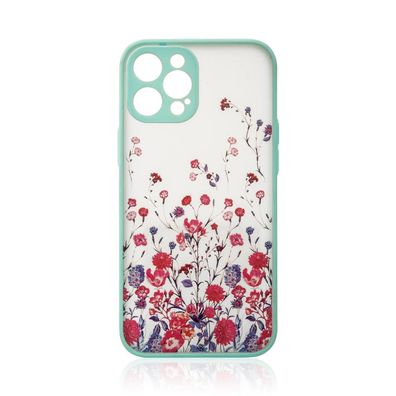 Elegantes Blumenmuster-Schutzhülle für iPhone 12 Pro in Hellgrün