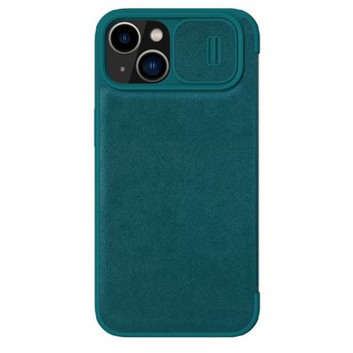 Nillkin Qin Leder Pro Hülle für iPhone 14 Plus, Kamera-Schutz, Flip-Cover, Grün