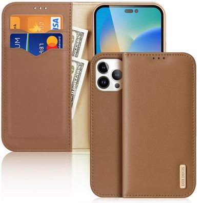 Dux Ducis Hivo Leder Flip Case aus Echtleder mit Kartenfächern für iPhone 14 Pro