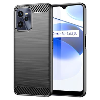 Realme C35 Carbon Silikonhülle - Flexibles schwarzes Etui