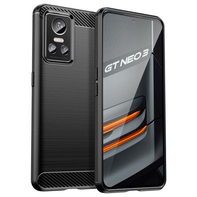 Echt Carbon Silikon Schutzhülle für Realme GT Neo 3 - Flexibles, langlebiges TPU