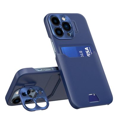 Lederhülle mit Ständer für Samsung Galaxy S23 Ultra - Blaues Portemonnaie Etui m