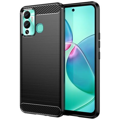 Infinix Hot 12 Play NFC Hülle - Flexibles Carbon-Silikon Cover Schwarz