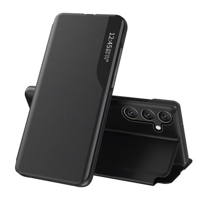 Elegante Eco-Leder Sichtfensterhülle mit Standfunktion für Samsung Galaxy A24 4G