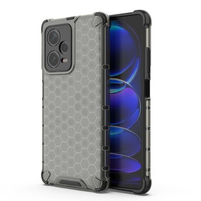 Xiaomi Redmi Note 12 Pro+ Hybrid Hülle - Schwarzes Waben-Panzer-Design Etui