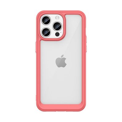 Stoßfeste Schutzhülle mit flexiblem Rahmen für iPhone 15 Pro Outer Space - Rot