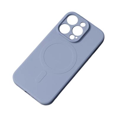Graues Silikon-Case mit MagSafe-Kompatibilität für iPhone 15 Pro Max