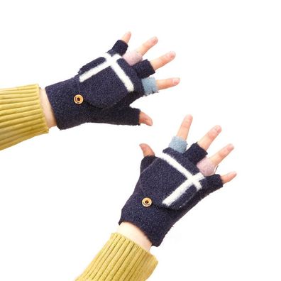 Winter-Handschuhe für Smartphone - Damen/Kinder Fäustlinge, Schwarz