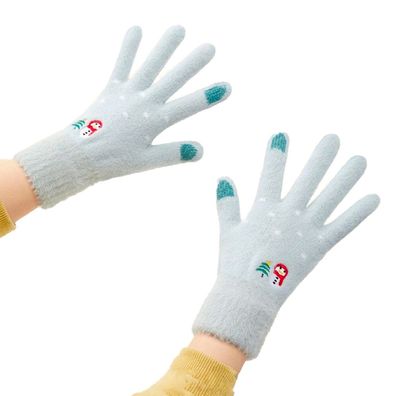 Damen Winter Smartphone-Handschuhe mit Schneemann- und Tannenbaum-Motiv - Grün