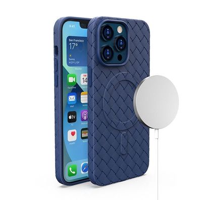 Geflochtene MagSafe Hülle für iPhone 15 Pro - Marineblau