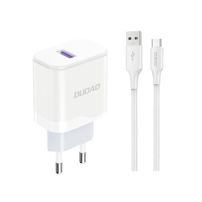 Dudao A20EU USB-A Netzladegerät 18W - Weiß + USB-A auf USB-C Kabel