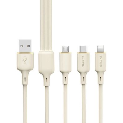 Dudao L7SE 3-in-1 Ladekabel: USB-A auf USB-C/Lightning/micro USB, 66W, 1,2m, Bei