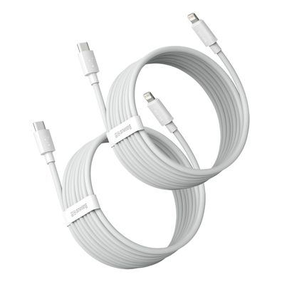 Baseus Simple Wisdom Lightning/USB-C Kabel 20W 1,5m, 2 Stück - Weiß