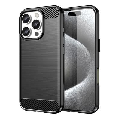 Schwarzes Silikon-Carbon-Case für iPhone 16 Pro Max - Schutzhülle