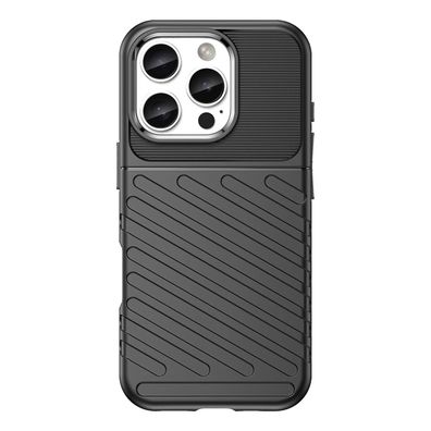 Premium Silikonhülle Thunder Case für iPhone 16 Pro - Schwarz