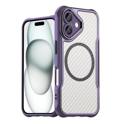 Hochwertige Silikonhülle Leading Series MagSafe für iPhone 16 - Violett