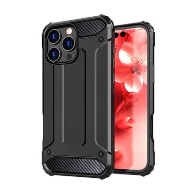 Robustes Hybrid Armor Case für iPhone 16 Pro - Schwarz