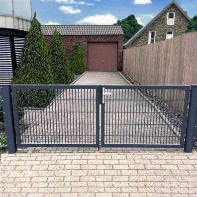 Doppelflügeltor Einfahrtstor Gartentor Matten-Tor Hoftor Anthrazit