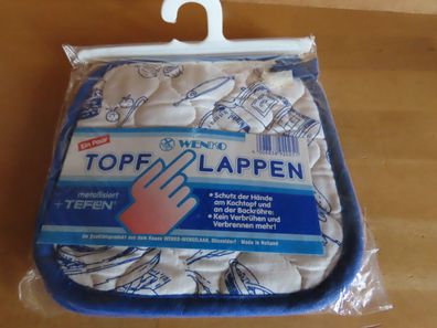 Topflappen weiß blau metallisiert + Reflon Ein Paar (Original Verpackt) Wenko