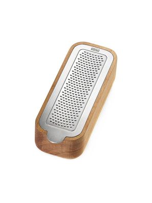 AdHoc Râpe fine avec récipient 18 cm acacia acier inoxydable