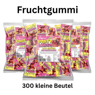300x Fruchtgummi Party Bären Mini Beutel einzeln verpackt Süßigkeiten