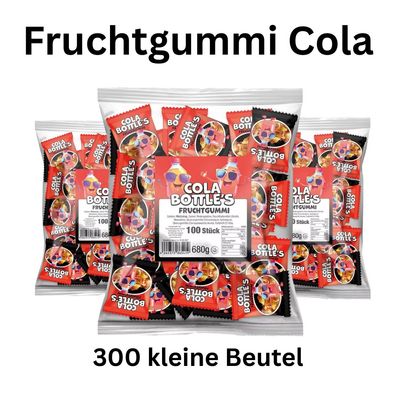 300 Cola Flaschen Fruchtgummi Mini Beutel einzeln verpackt Vorratspack