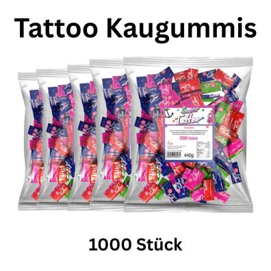 1000x Tattoo Kaugummi Wurfmaterial Karneval