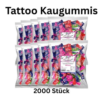 2000 Tattoo Kaugummi einzeln verpackt XXL Vorrat Wurfmaterial Karneval
