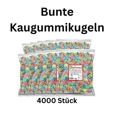 4000x Kaugummikugeln bunt einzeln verpackt Wurfmaterial Karneval
