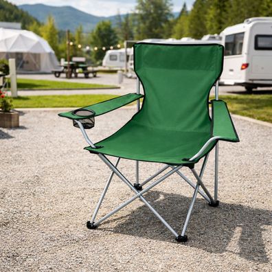 Campingstuhl Faltstuhl Anglerstuhl Grün Getränkehalter + Tasche belastbar 120kg