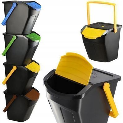 KADAX Recycling-Eimer, 25L Mülleimer mit Deckel, 4 Stück 25l