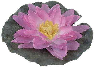 Künstliche Wasserlilie Schwimmende Lotusblüte Seerose Gartenteich Deko Rosa 15cm