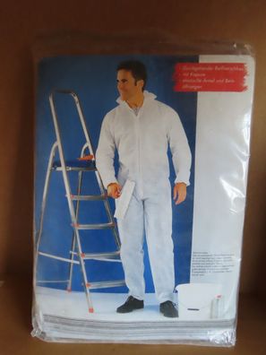 Einweg Overall weiß 2x XL + 1x XXL Durchgehender Reißverschluß