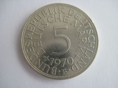 5 DM 1970 F Silberadler, Silbermünze , 625er Silber