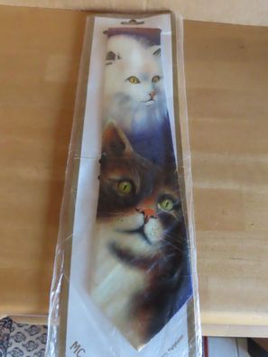 Krawatte Schlips mit drei Katzenköpfe ca. 146x 7,7cm Larry MC