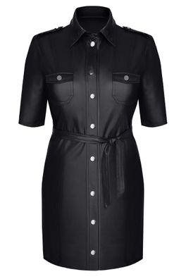 Mantel / Kleid mit Kragen im Military-Stil Wetlook schwarz S