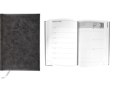 Buchkalender 2027 Kalender Bucheinband schwarz 400 Seiten - DIN A5