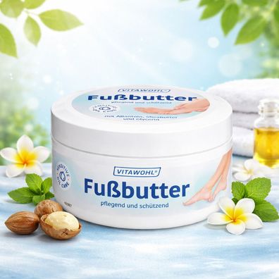 250ml Vitawohl Fußbutter Sheabutter & Allantoin für trockene Füße Pflege Creme