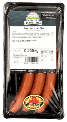 Pfälzer Spezialitäten Feuerwurst mit Chili 3 x 85 g