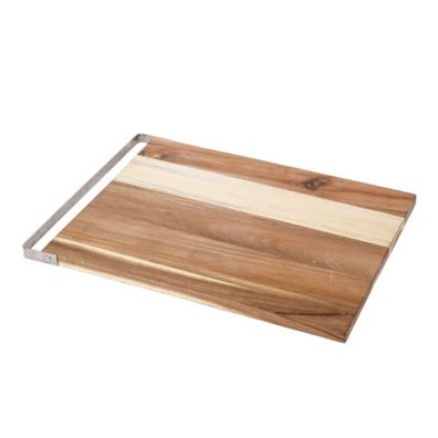 Schneidebrett aus Akazienholz mit Edelstahlgriff - 40 x 30 x 1,5 cm