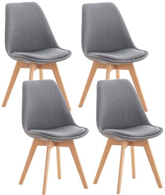 4er Set Stuhl Linares Stoff, hellgrau